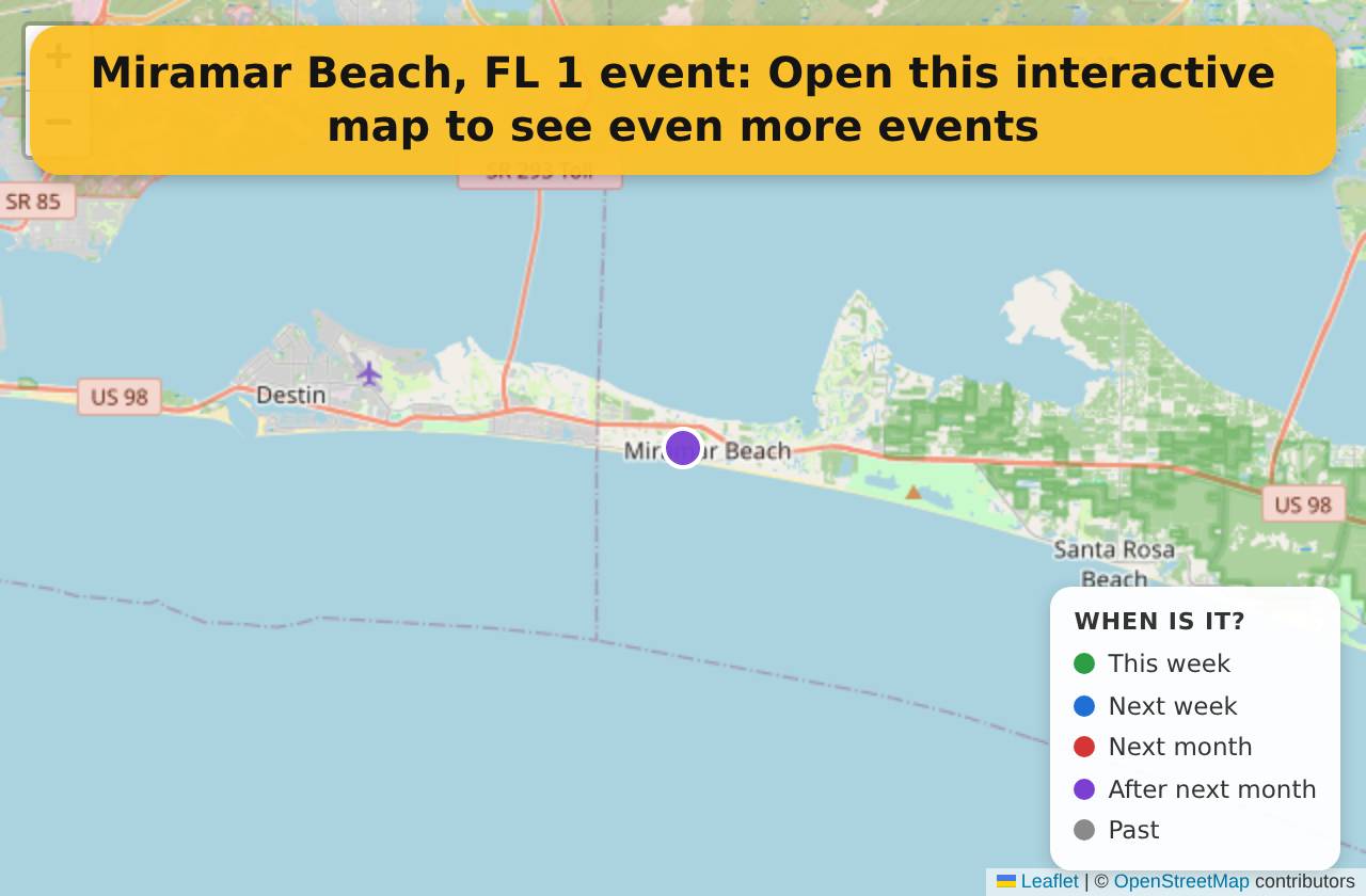 Map of events in Miramar Beach, FL on the interactive EVENTULIST map