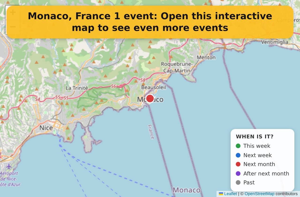 Map of events in Monaco, France on the interactive EVENTULIST map