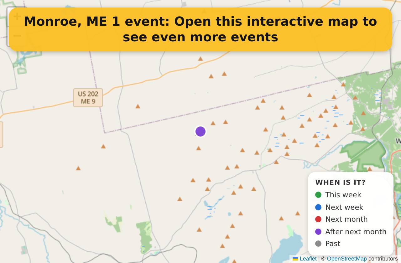 Map of events in Monroe, ME on the interactive EVENTULIST map