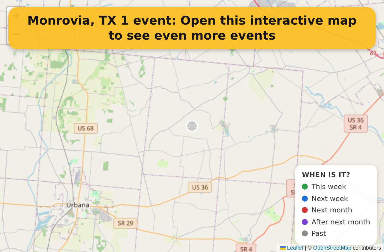 Map of events in Monrovia, TX on the interactive EVENTULIST map