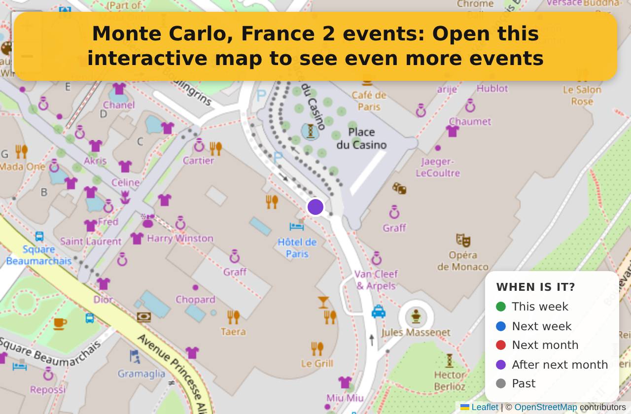 Map of events in Monte Carlo, France on the interactive EVENTULIST map