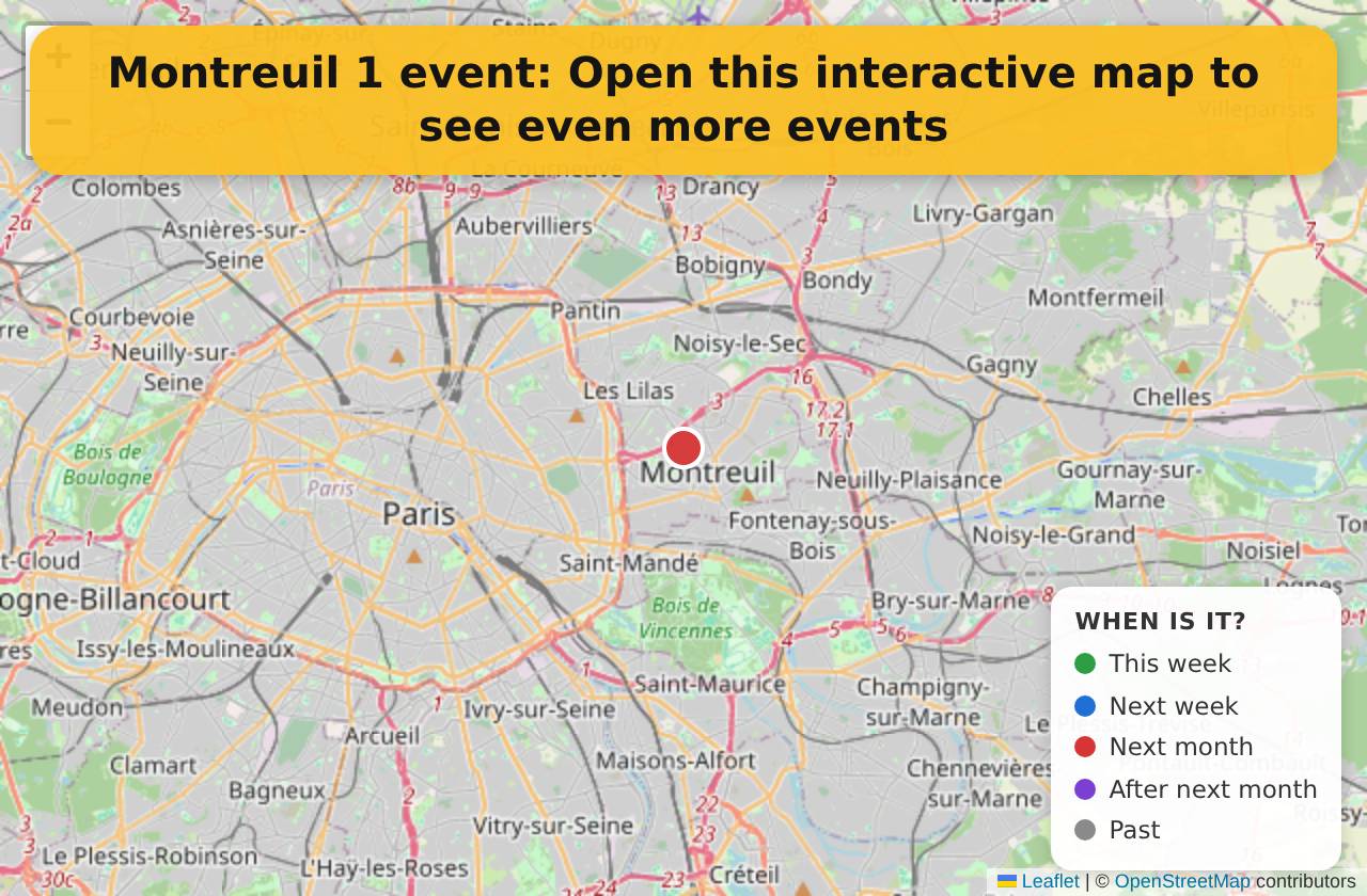 Map of events in Montreuil on the interactive EVENTULIST map