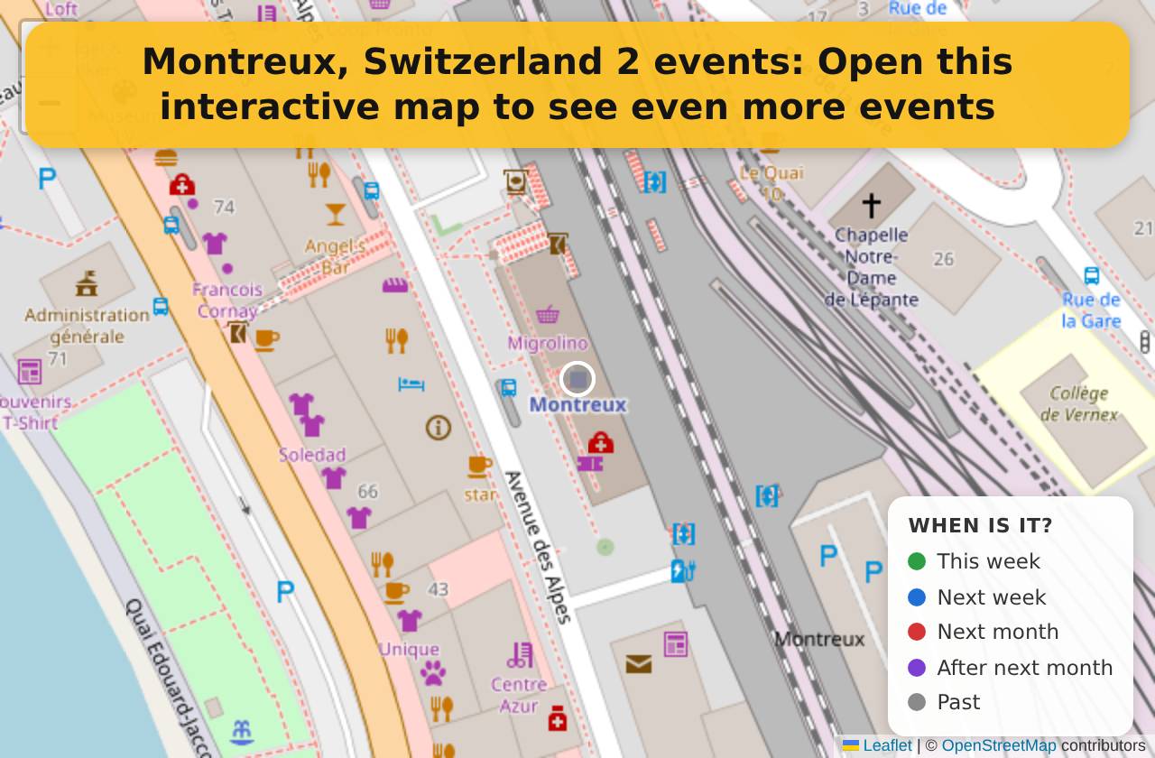 Map of events in Montreux, Switzerland on the interactive EVENTULIST map