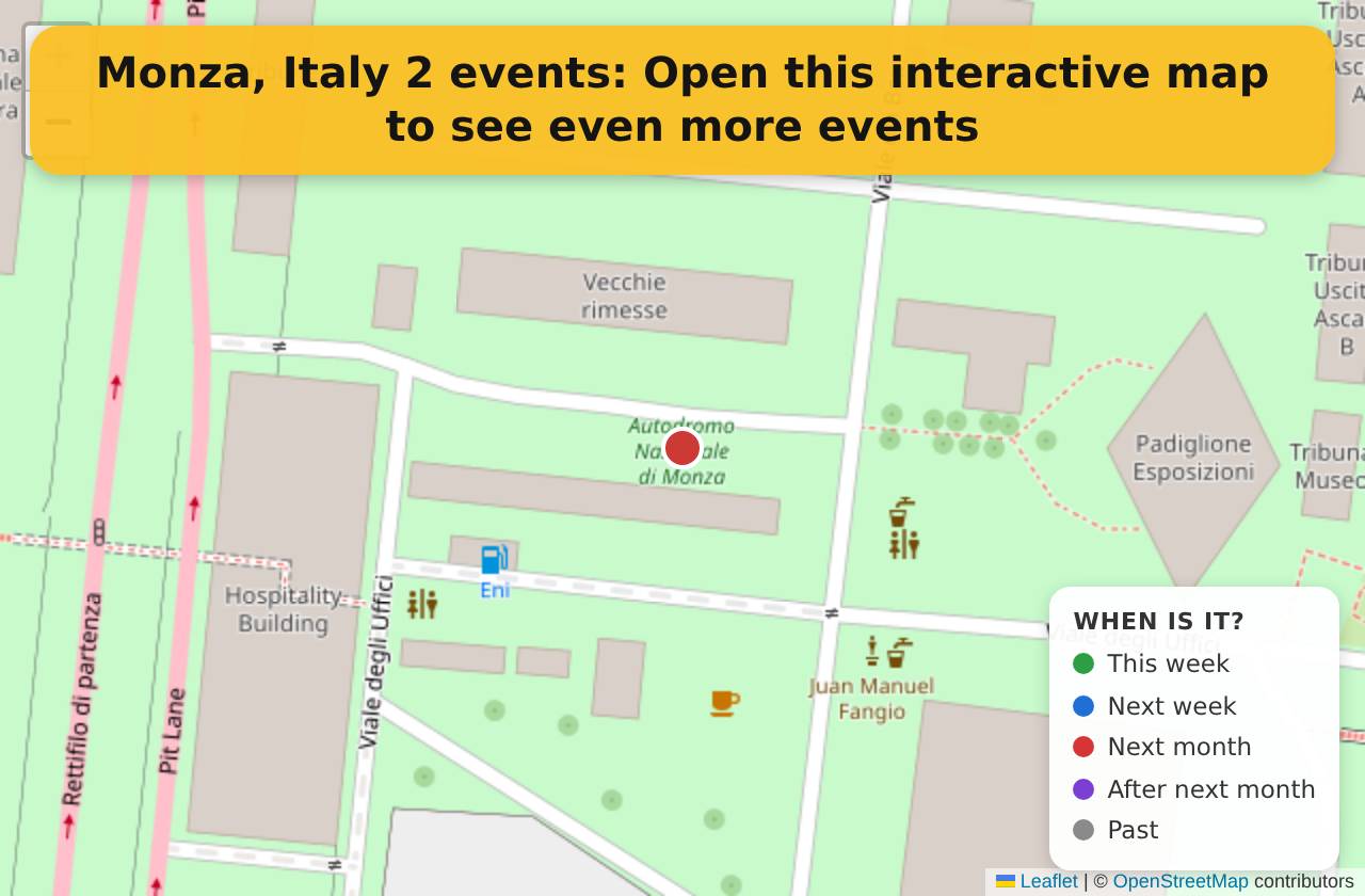 Map of events in Monza, Italy on the interactive EVENTULIST map