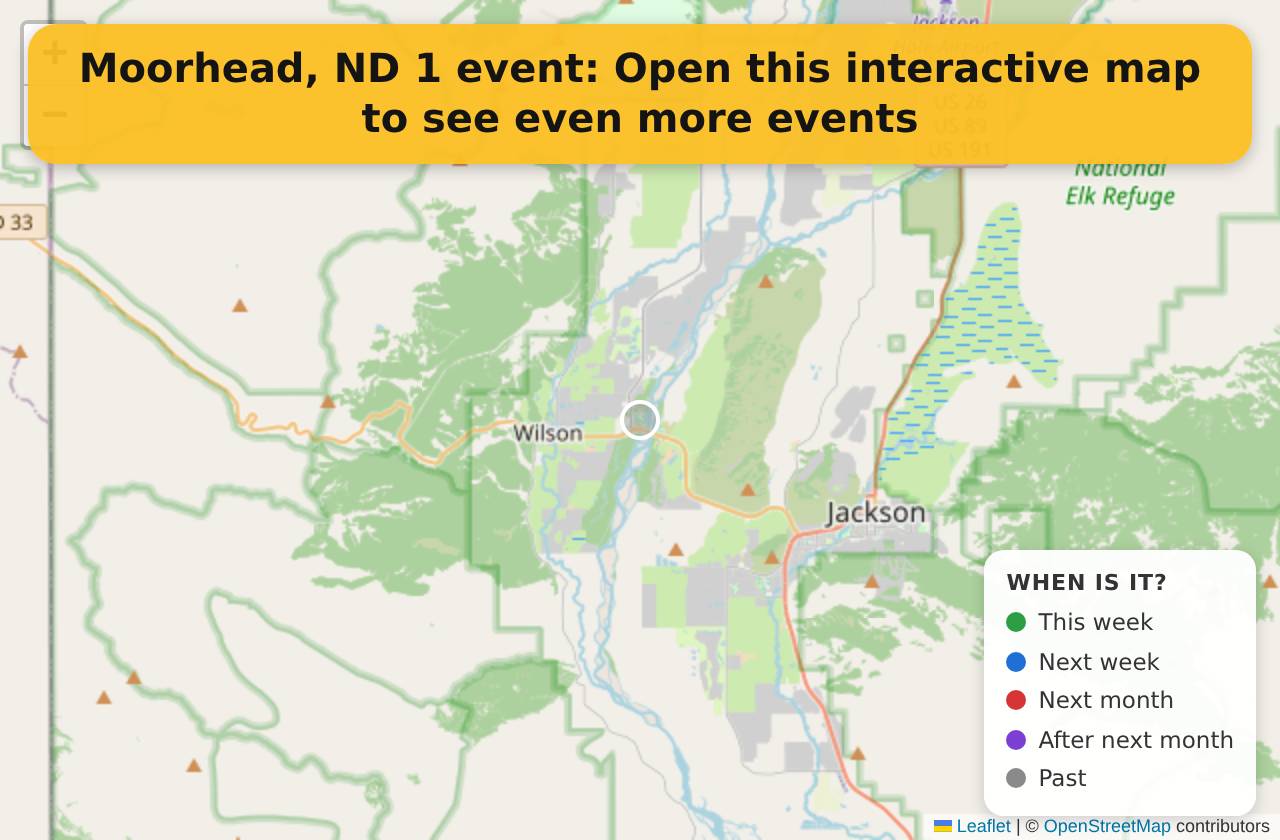 Map of events in Moorhead, ND on the interactive EVENTULIST map