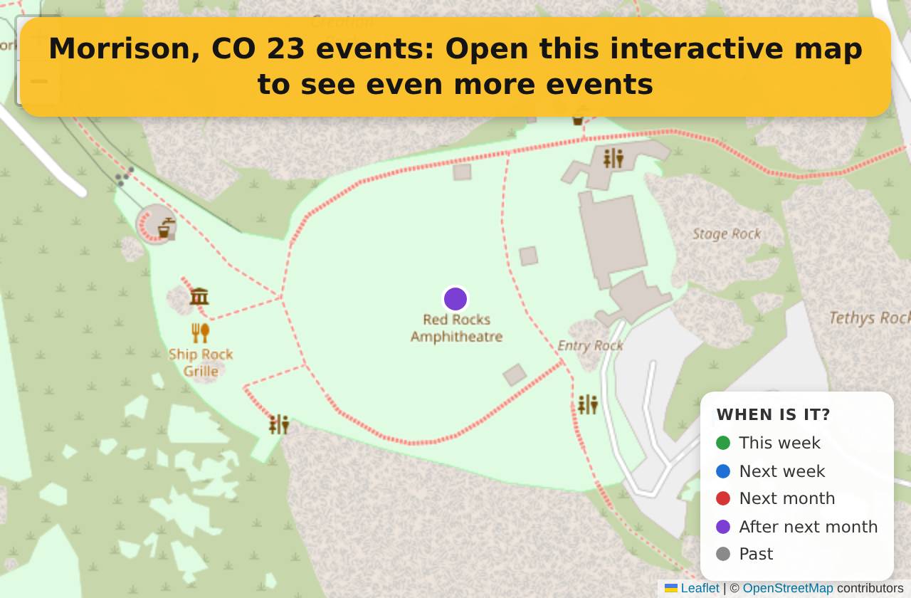 Map of events in Morrison, CO on the interactive EVENTULIST map