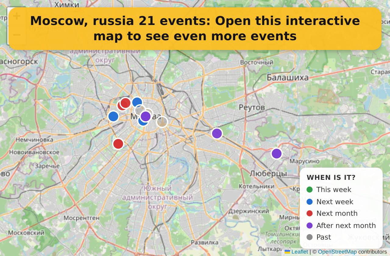 Map of events in Moscow, russia on the interactive EVENTULIST map