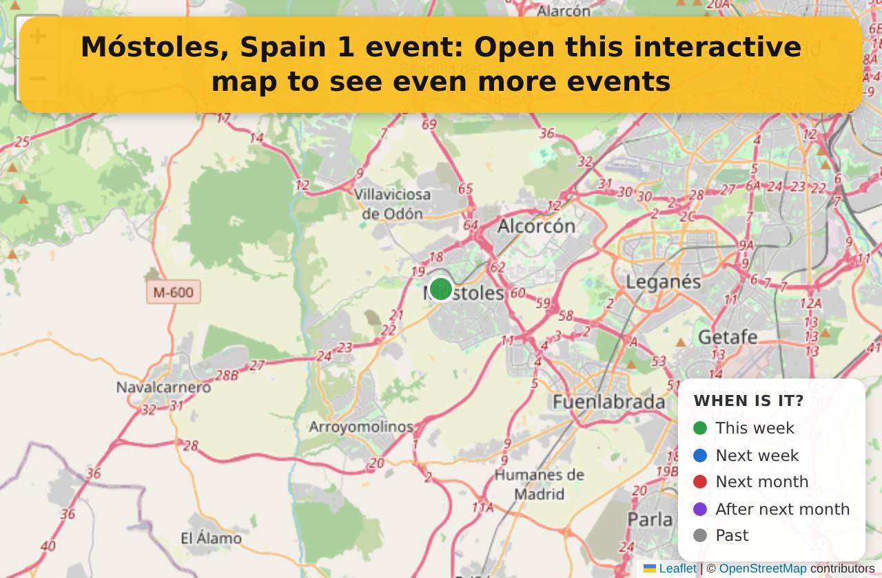 Map of events in Móstoles, Spain on the interactive EVENTULIST map