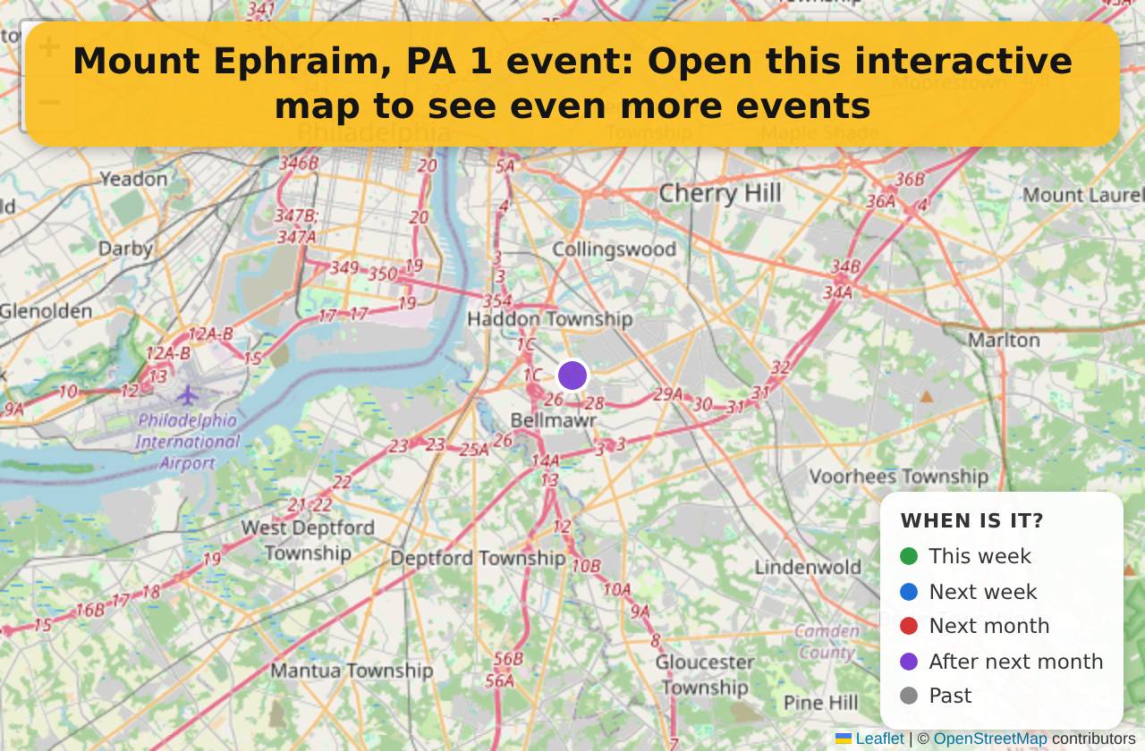 Map of events in Mount Ephraim, PA on the interactive EVENTULIST map