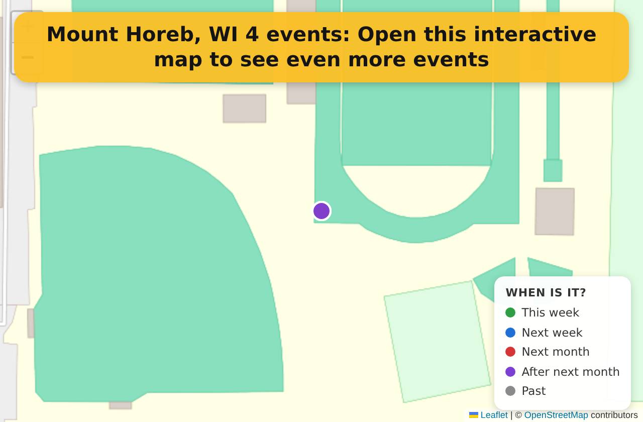 Map of events in Mount Horeb, WI on the interactive EVENTULIST map