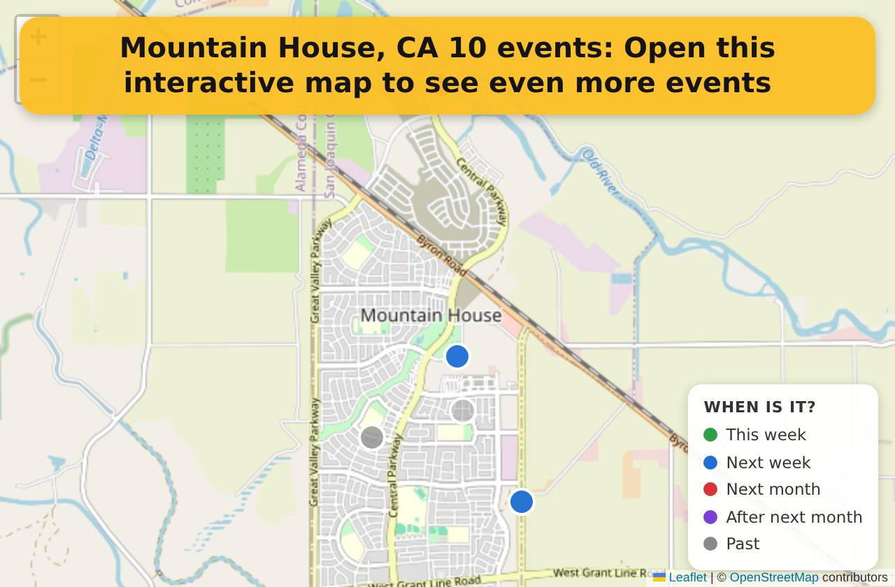 Map of events in Mountain House, CA on the interactive EVENTULIST map