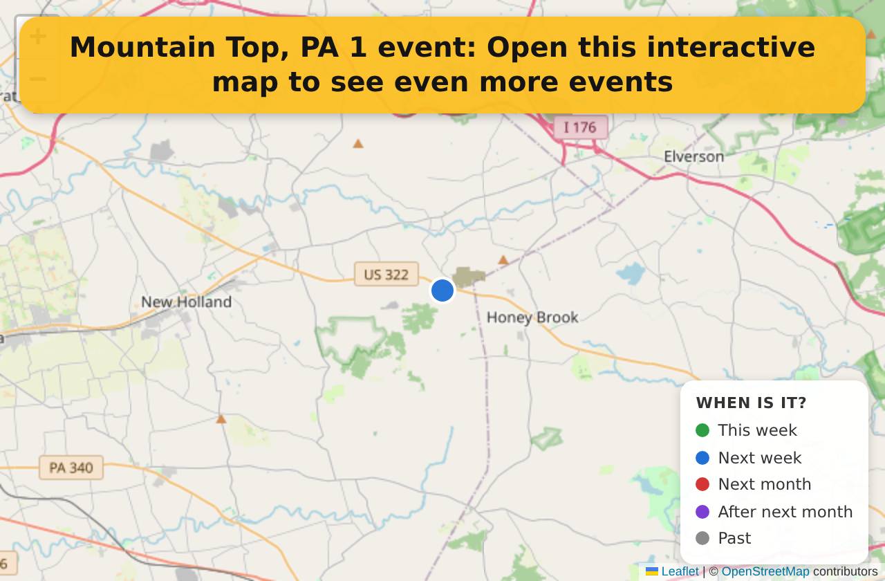 Map of events in Mountain Top, PA on the interactive EVENTULIST map
