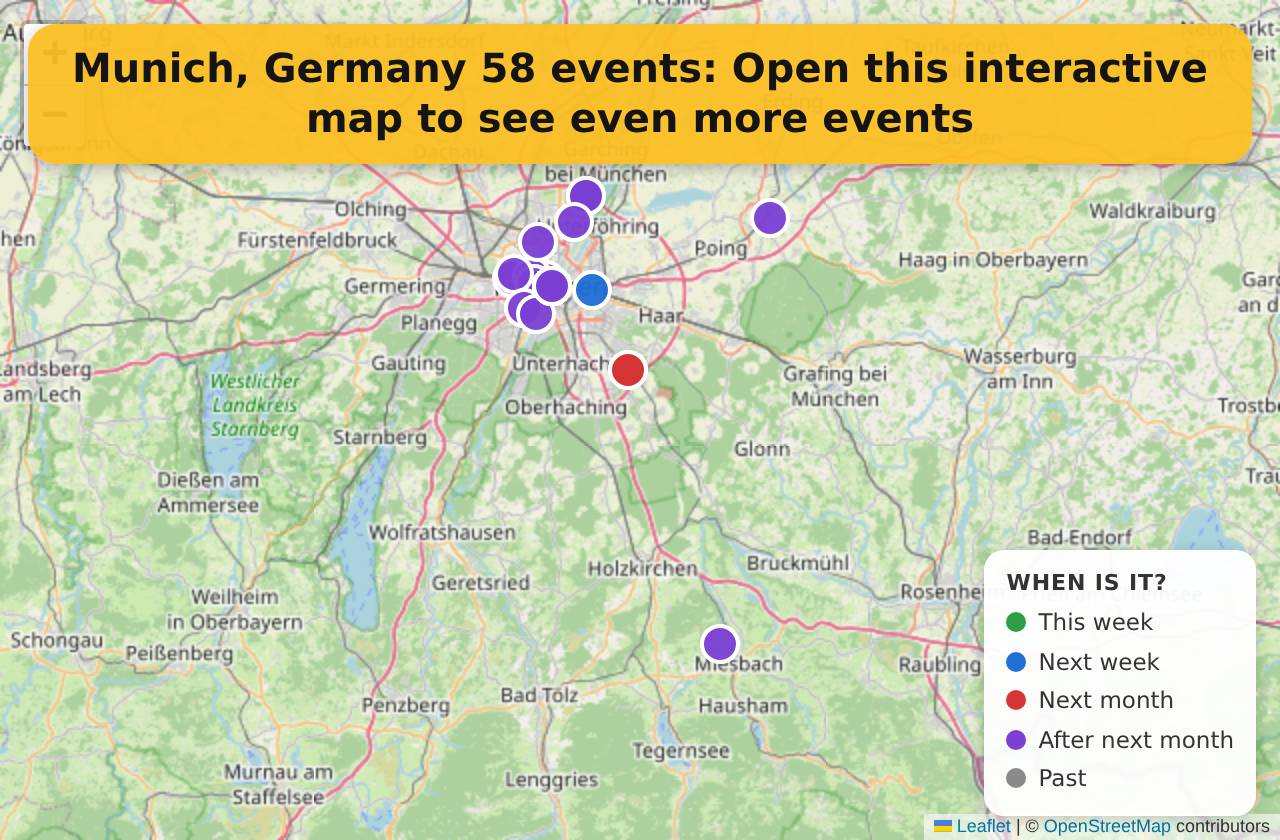 Map of events in Munich, Germany on the interactive EVENTULIST map