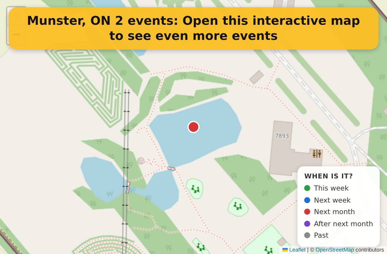 Map of events in Munster, ON on the interactive EVENTULIST map