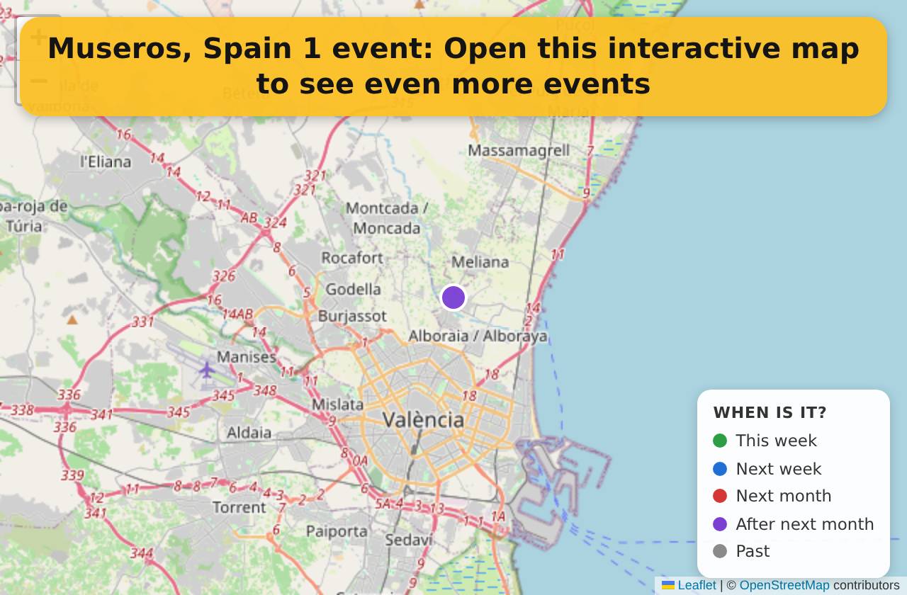 Map of events in Museros, Spain on the interactive EVENTULIST map