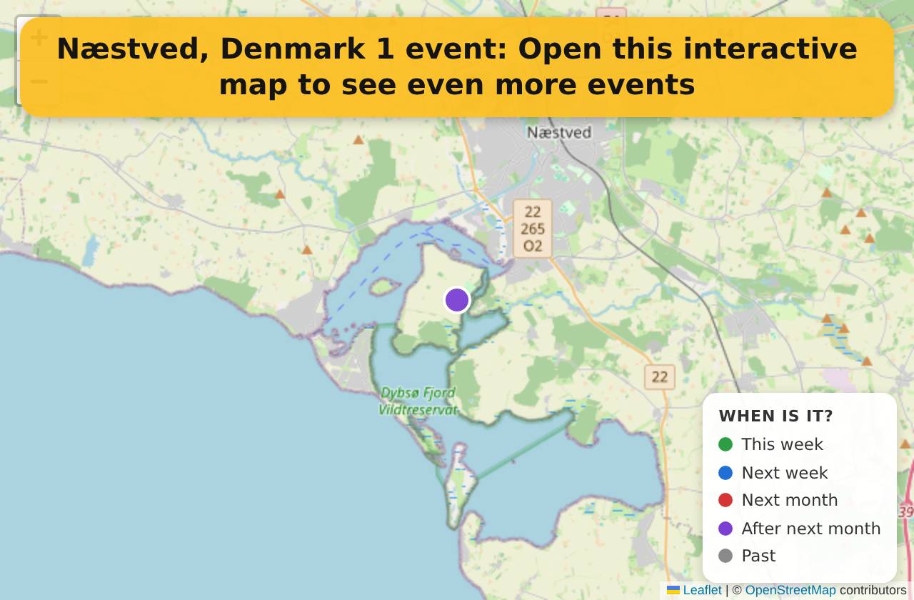 Map of events in Næstved, Denmark on the interactive EVENTULIST map