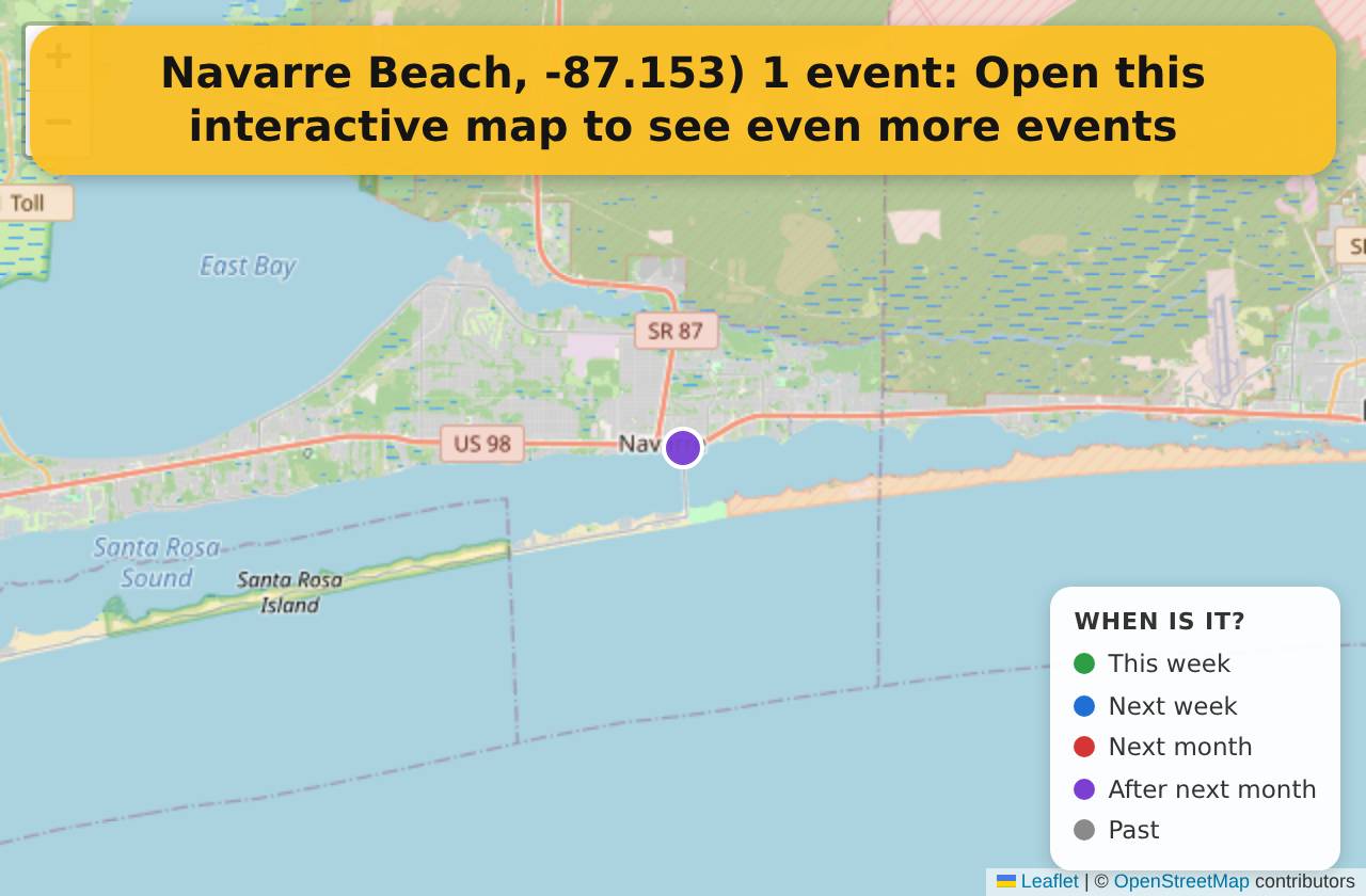 Map of events in Navarre Beach, -87.153) on the interactive EVENTULIST map