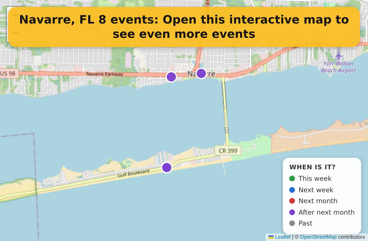 Map of events in Navarre, FL on the interactive EVENTULIST map