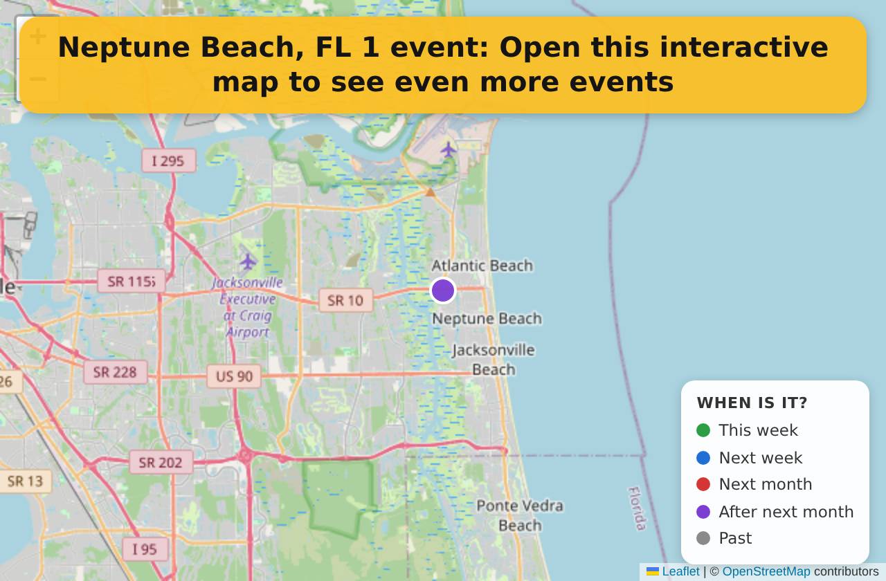 Map of events in Neptune Beach, FL on the interactive EVENTULIST map