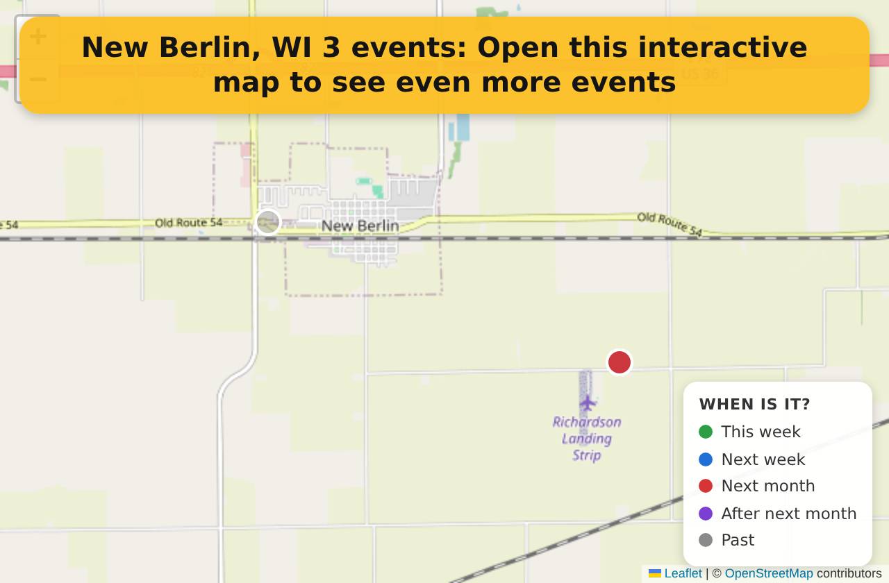 Map of events in New Berlin, WI on the interactive EVENTULIST map