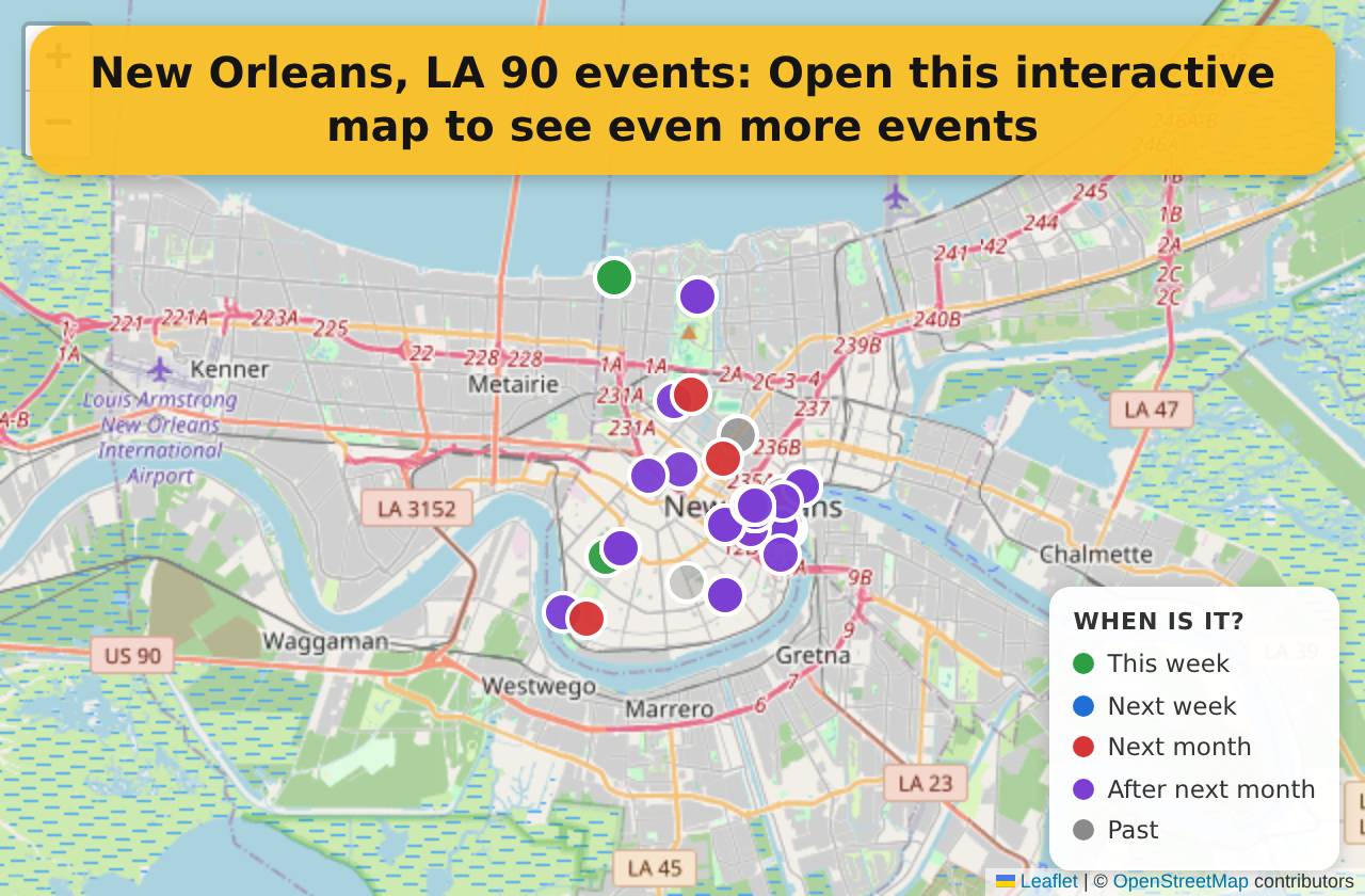 Map of events in New Orleans, LA on the interactive EVENTULIST map