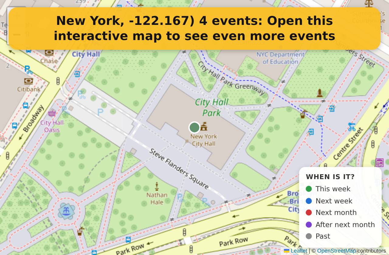 Map of events in New York, -122.167) on the interactive EVENTULIST map