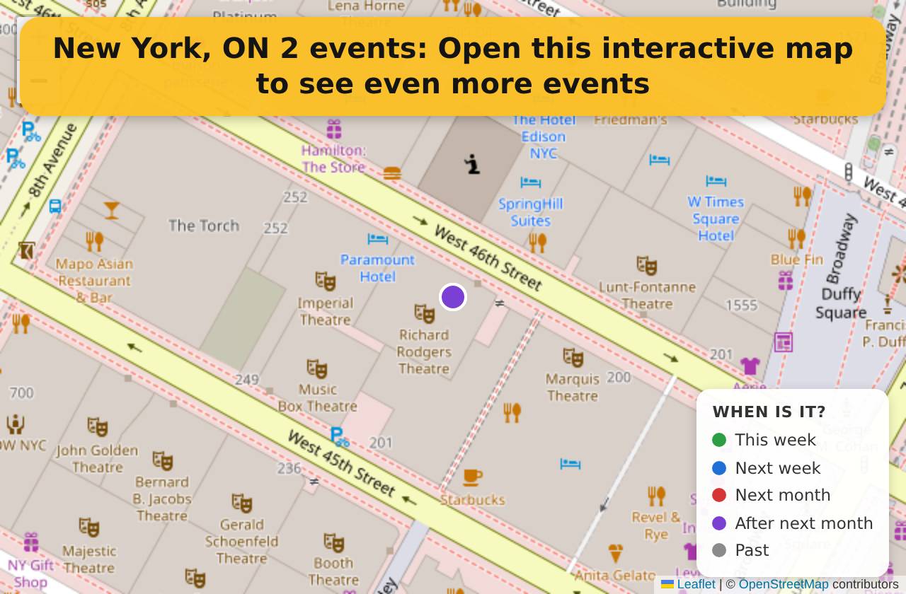 Map of events in New York, ON on the interactive EVENTULIST map
