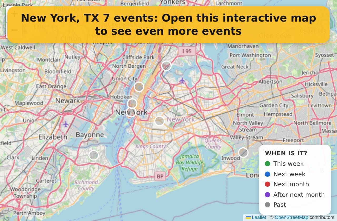 Map of events in New York, TX on the interactive EVENTULIST map