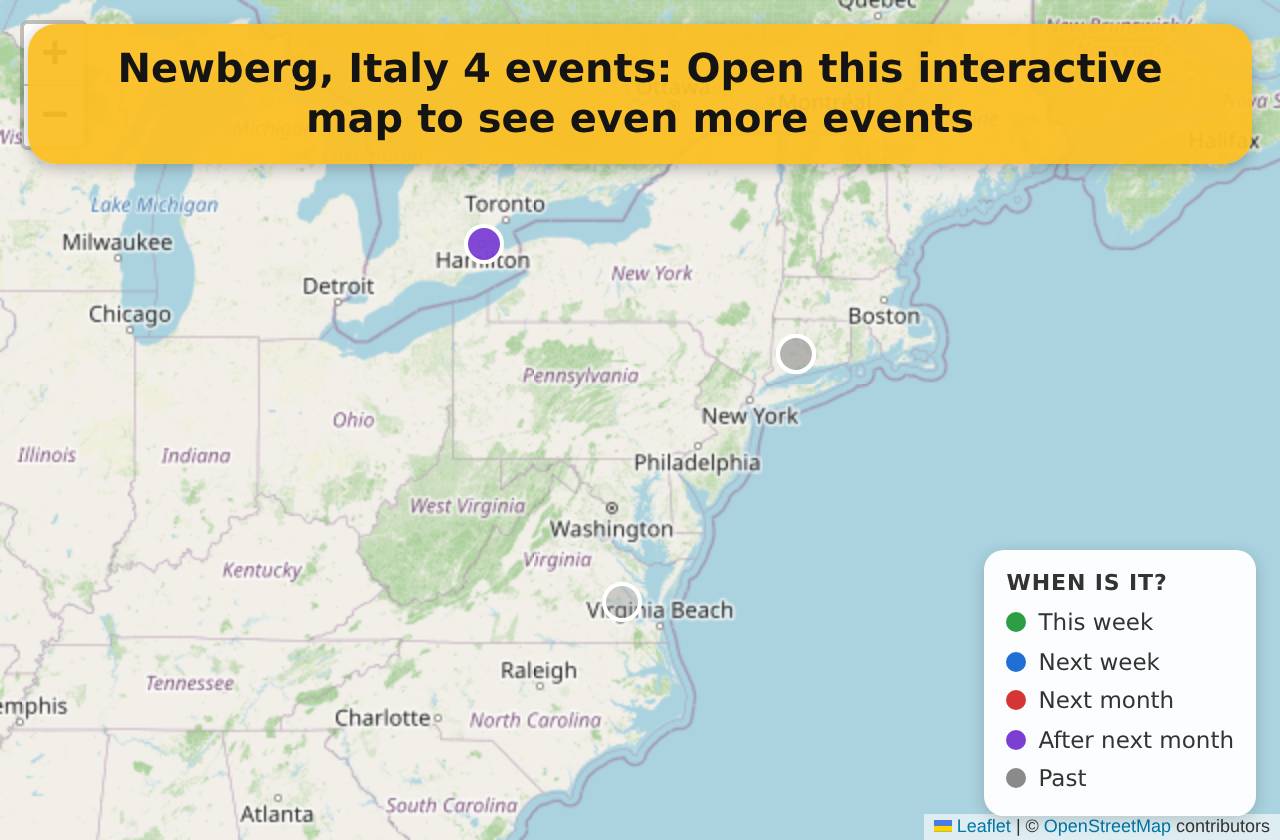 Map of events in Newberg, Italy on the interactive EVENTULIST map