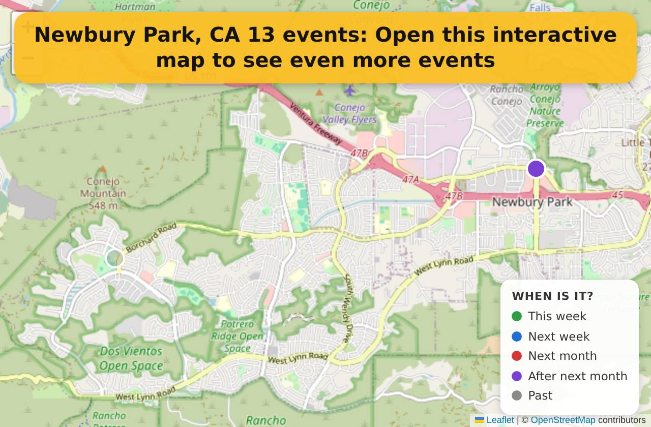 Map of events in Newbury Park, CA on the interactive EVENTULIST map