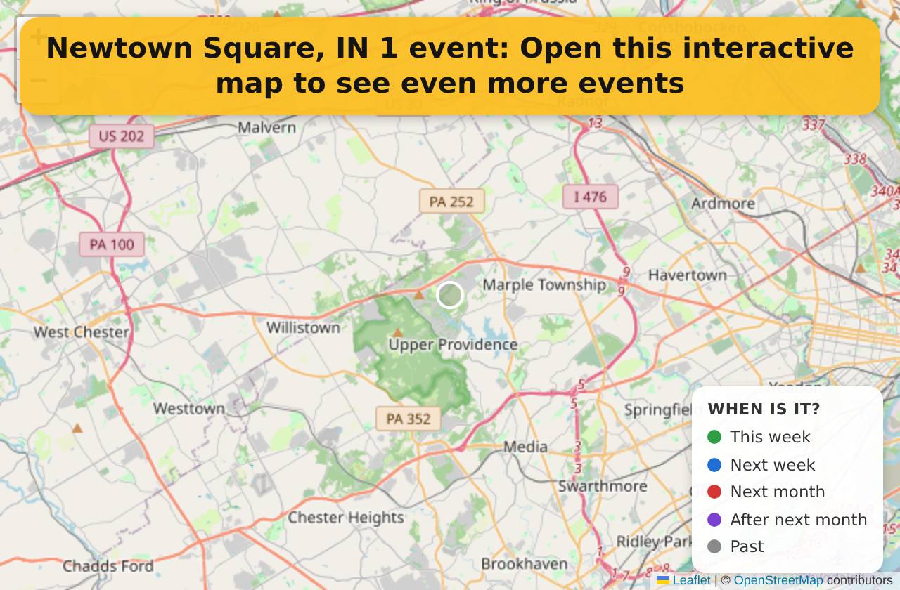 Map of events in Newtown Square, IN on the interactive EVENTULIST map
