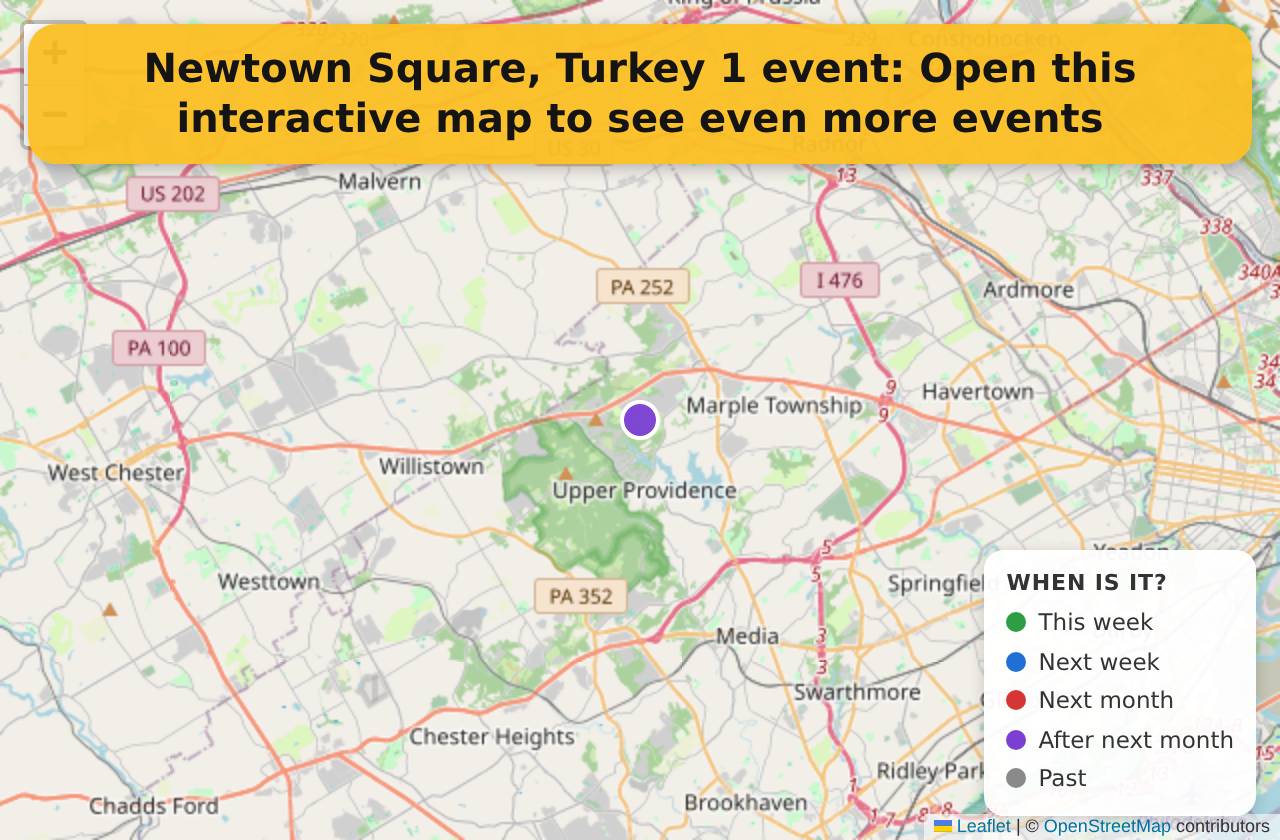 Map of events in Newtown Square, Turkey on the interactive EVENTULIST map