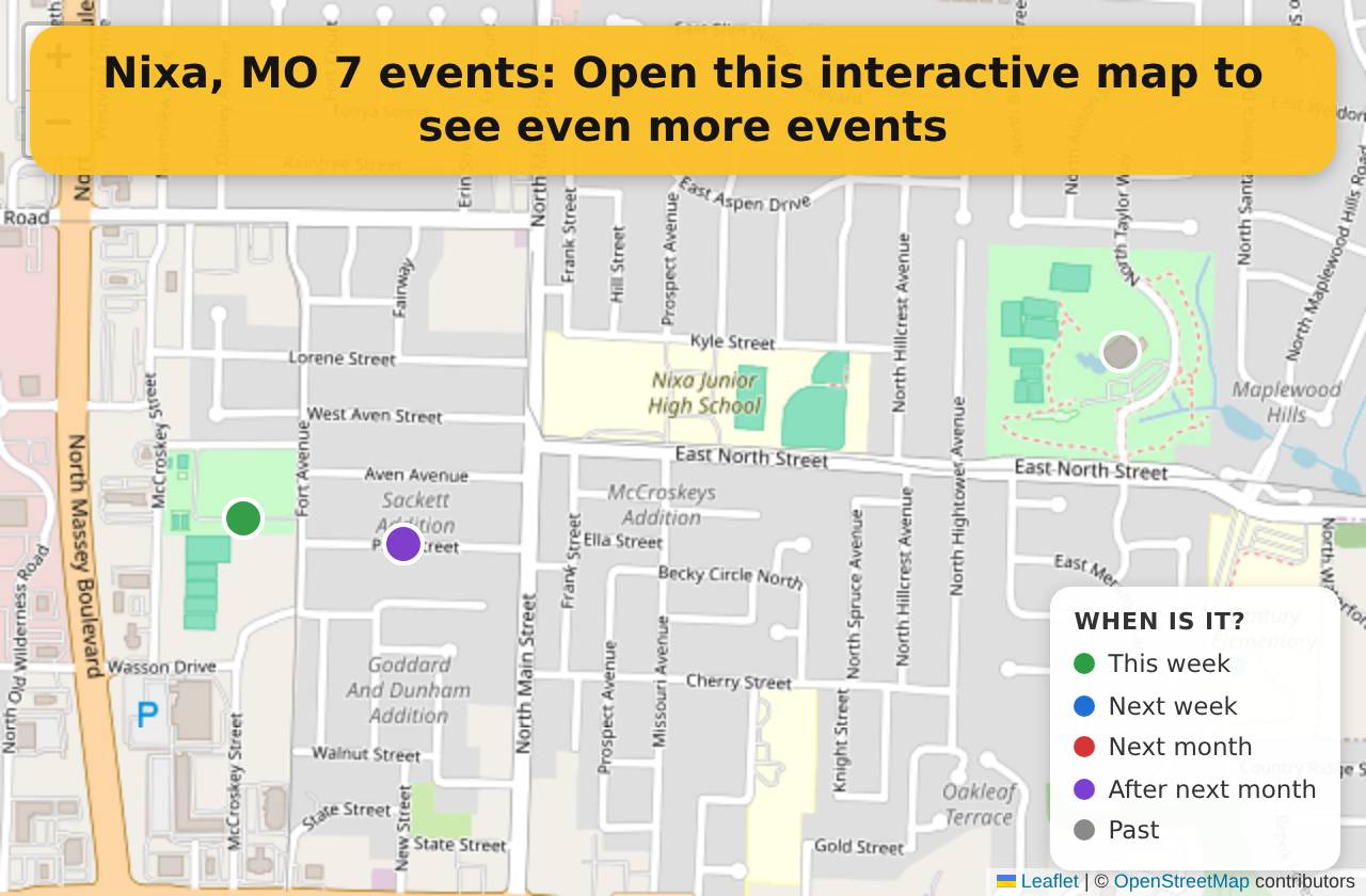 Map of events in Nixa, MO on the interactive EVENTULIST map