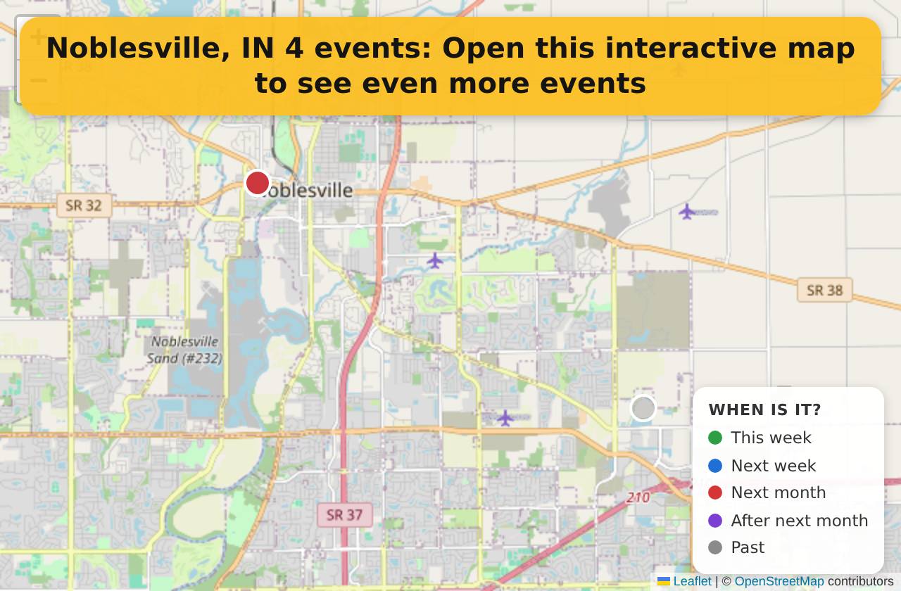 Map of events in Noblesville, IN on the interactive EVENTULIST map