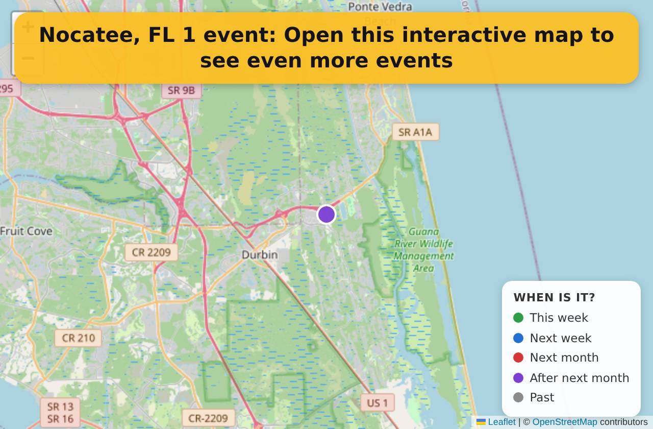 Map of events in Nocatee, FL on the interactive EVENTULIST map