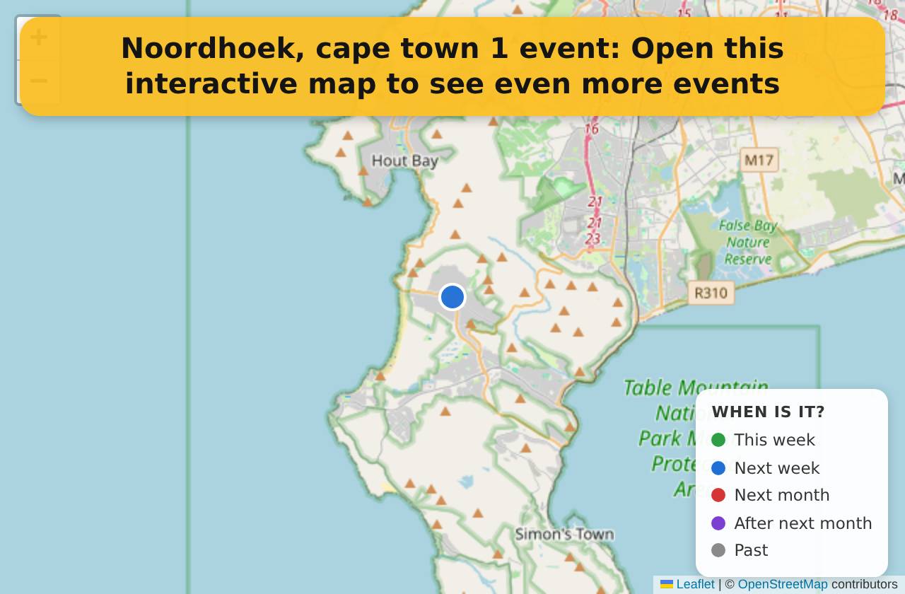 Map of events in Noordhoek, cape town on the interactive EVENTULIST map