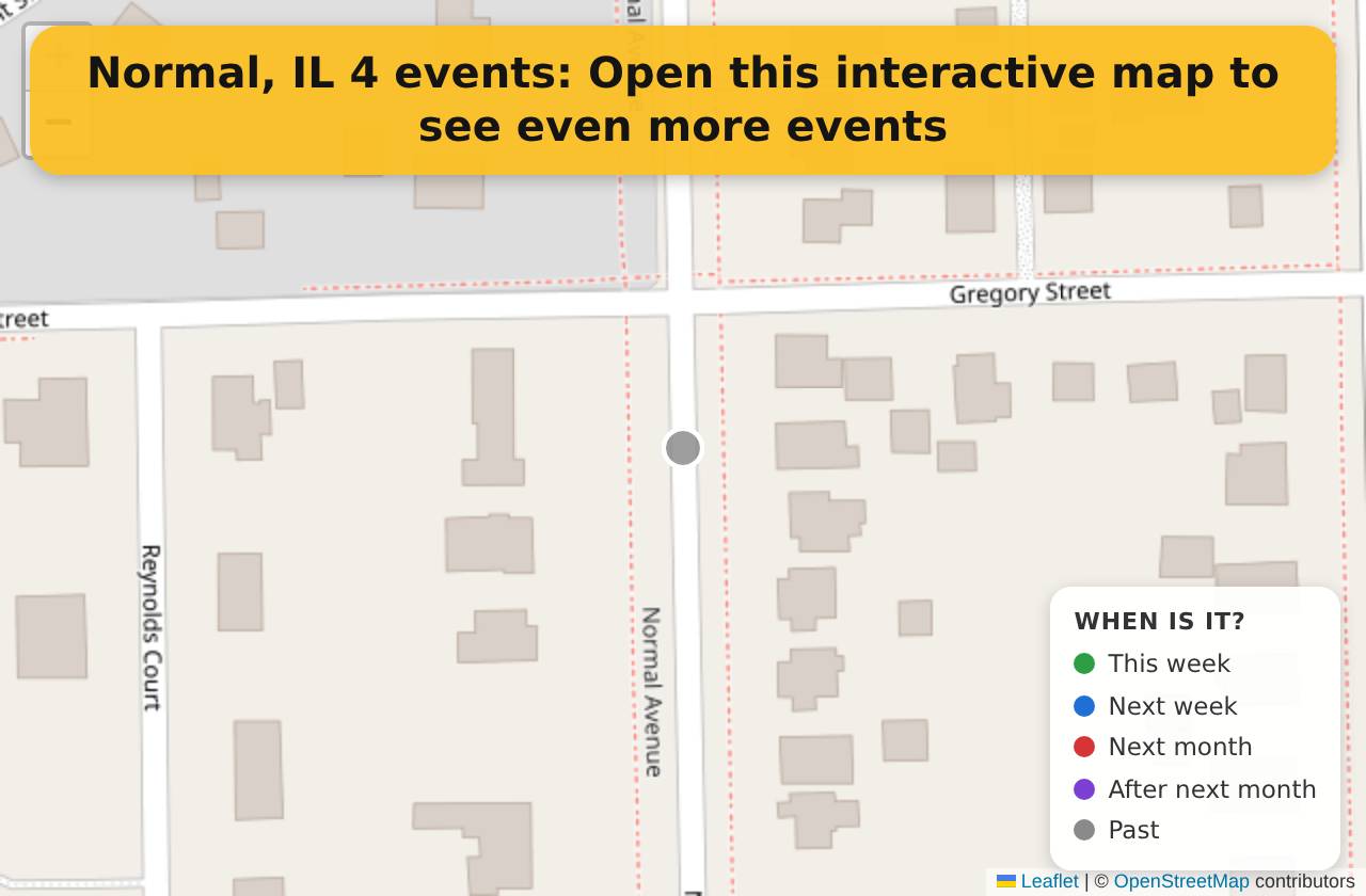 Map of events in Normal, IL on the interactive EVENTULIST map