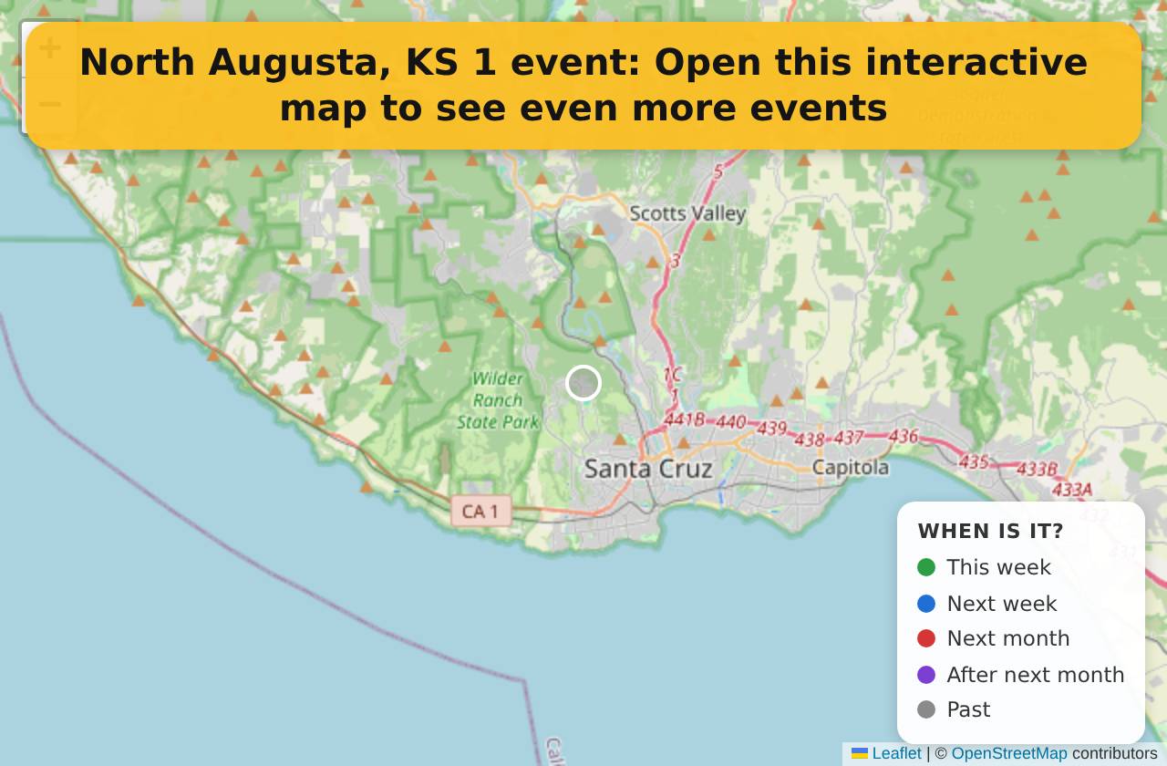 Map of events in North Augusta, KS on the interactive EVENTULIST map
