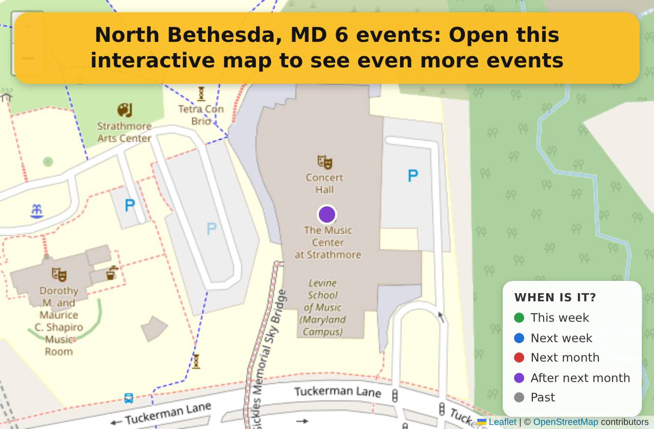 Map of events in North Bethesda, MD on the interactive EVENTULIST map