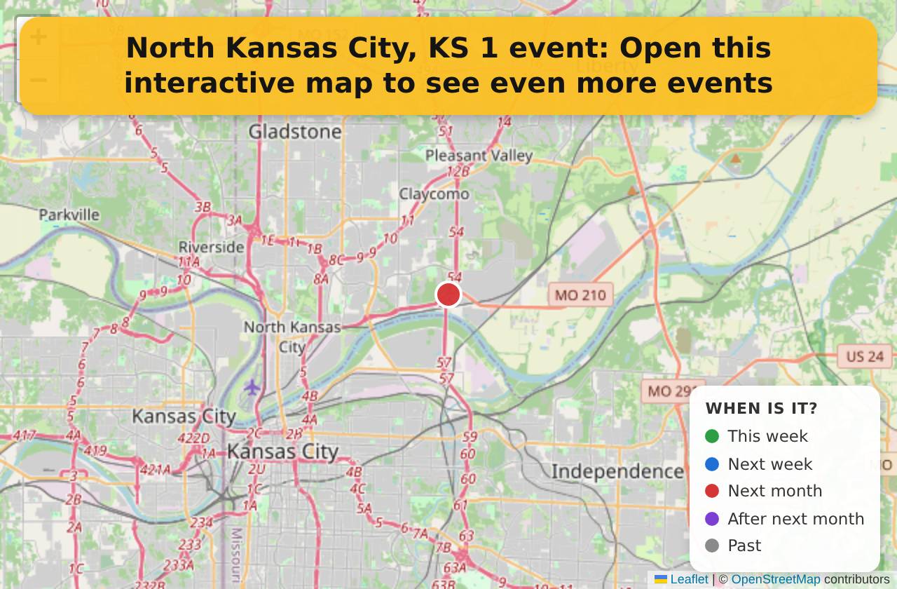 Map of events in North Kansas City, KS on the interactive EVENTULIST map