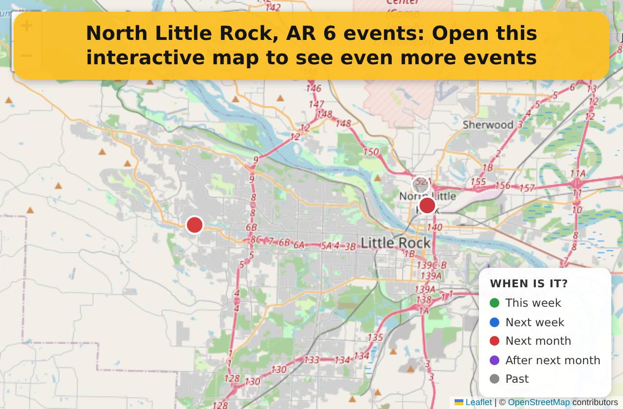 Map of events in North Little Rock, AR on the interactive EVENTULIST map