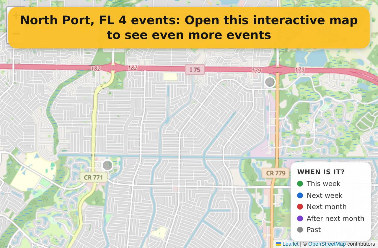 Map of events in North Port, FL on the interactive EVENTULIST map