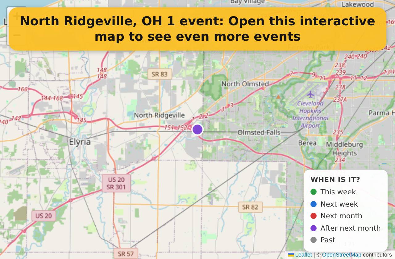 Map of events in North Ridgeville, OH on the interactive EVENTULIST map