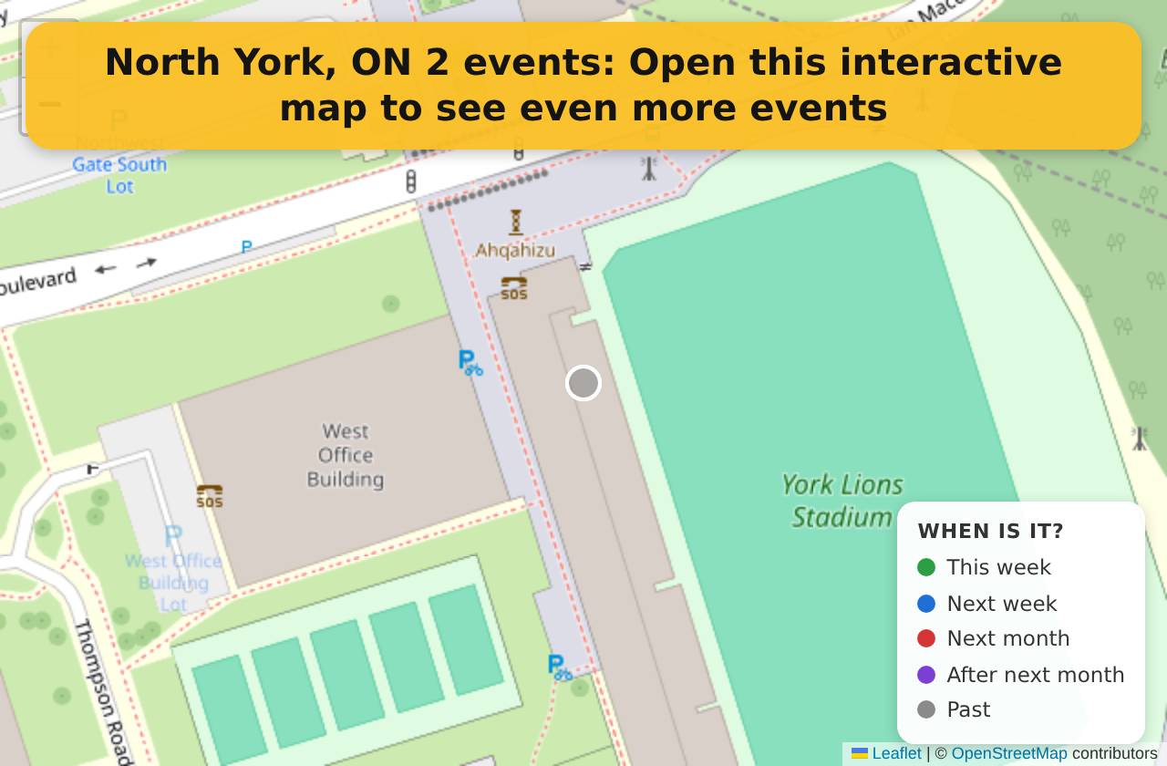 Map of events in North York, ON on the interactive EVENTULIST map