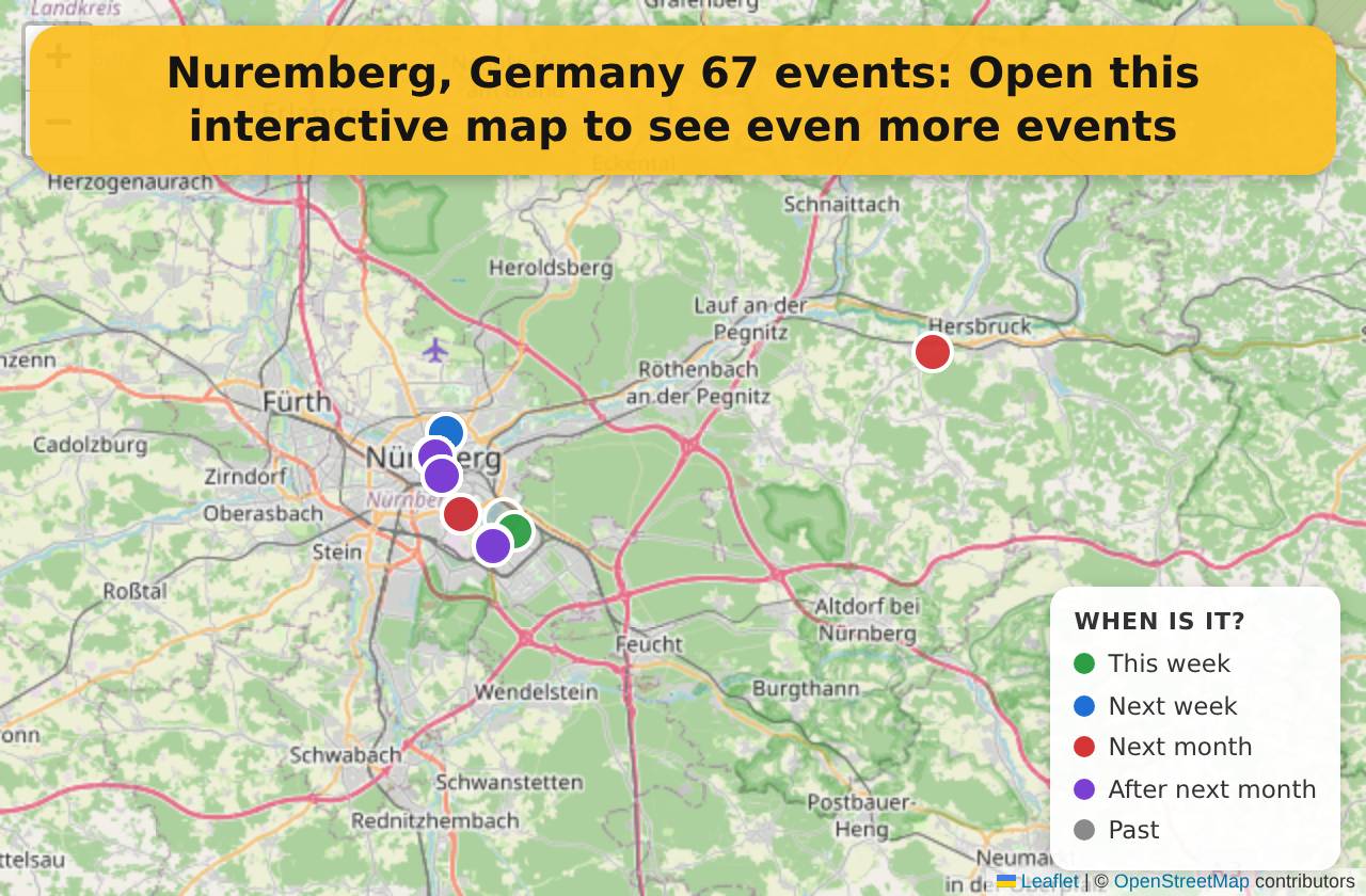Map of events in Nuremberg, Germany on the interactive EVENTULIST map