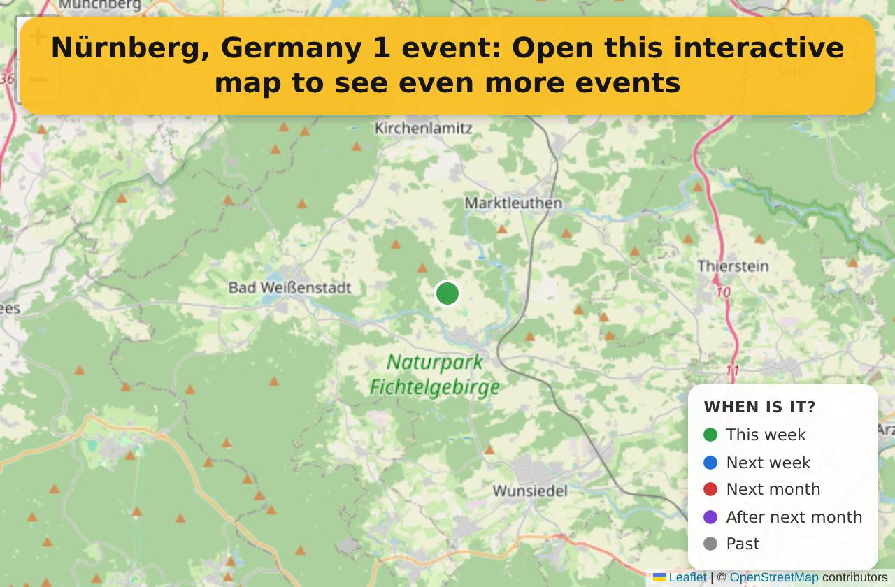 Map of events in Nürnberg, Germany on the interactive EVENTULIST map