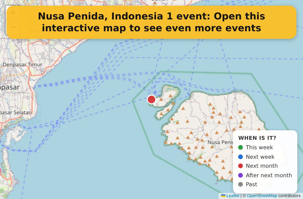 Map of events in Nusa Penida, Indonesia on the interactive EVENTULIST map