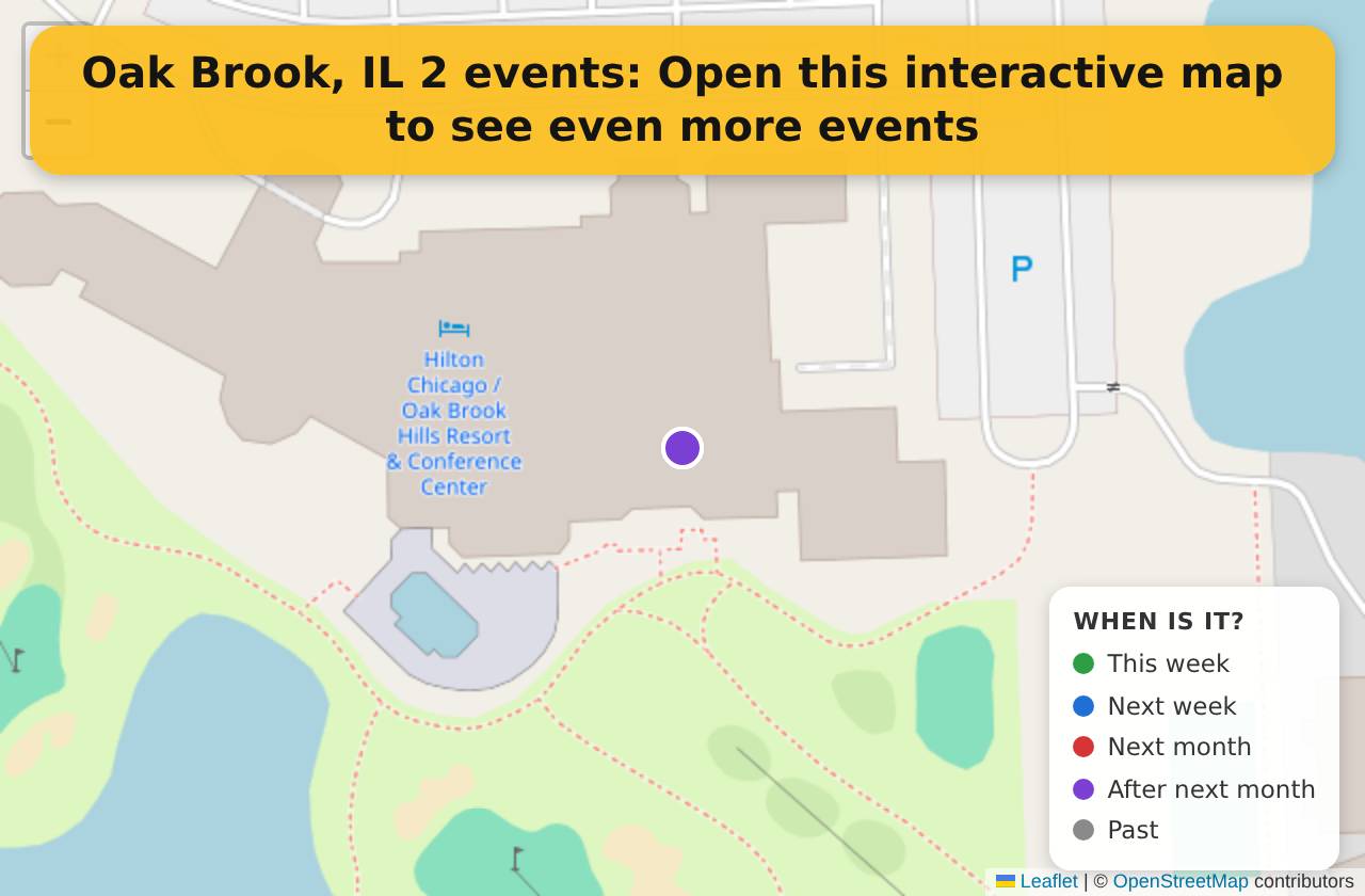 Map of events in Oak Brook, IL on the interactive EVENTULIST map