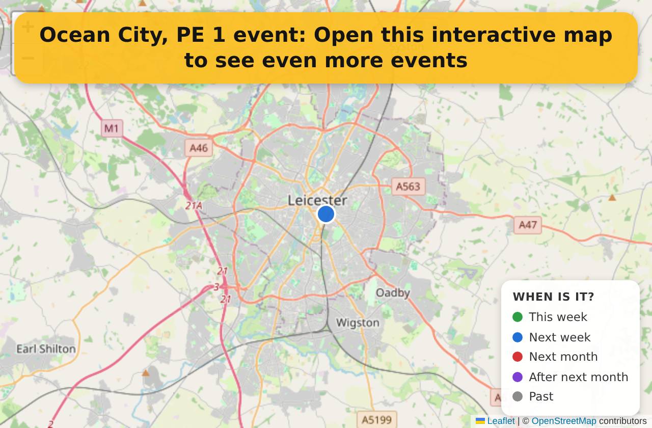 Map of events in Ocean City, PE on the interactive EVENTULIST map