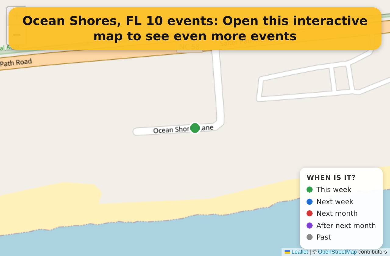 Map of events in Ocean Shores, FL on the interactive EVENTULIST map